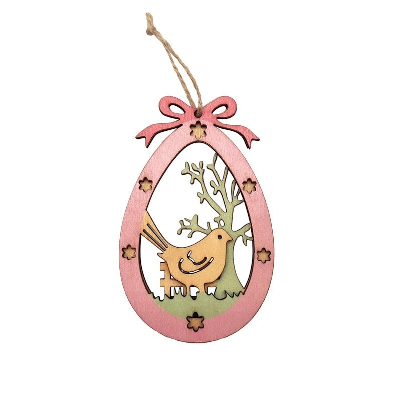Elegant Easter Floral Wood Boxwood Hanging Ornament for Holiday Decoration | Home Decor & Seasonal Ornaments