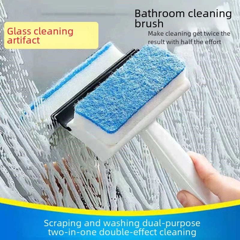 Window Glass Scraper and Tile Cleaning Brush Two-in-One Double-Sided Sponge Wiper | Home Cleaning Tools
