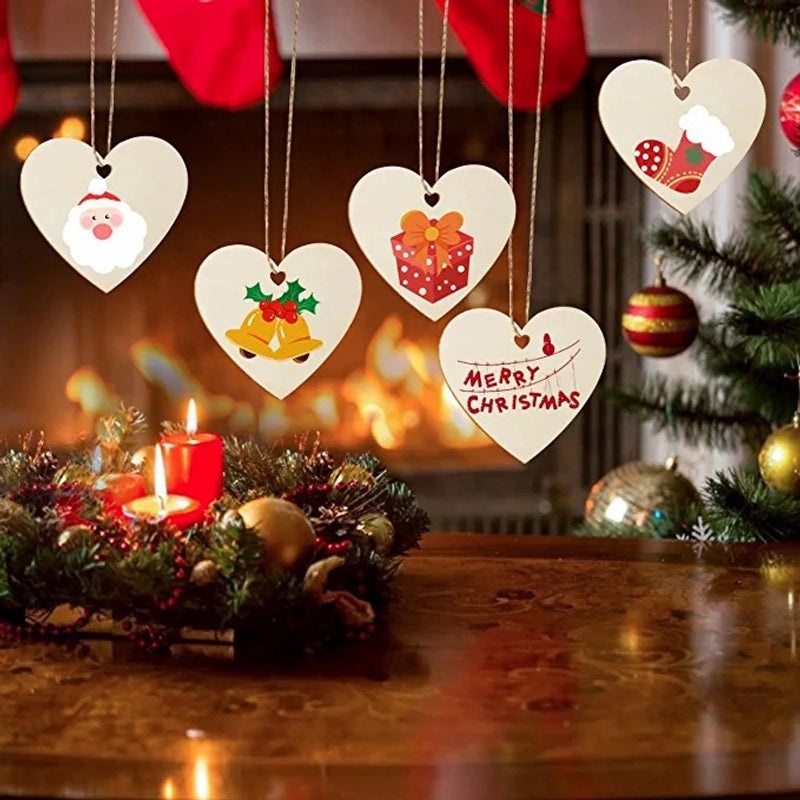 DIY Blank Wood Heart Pendants for Valentine's & Christmas | Creative Hand-Painted Decoration | Craft Supplies | Home Decor