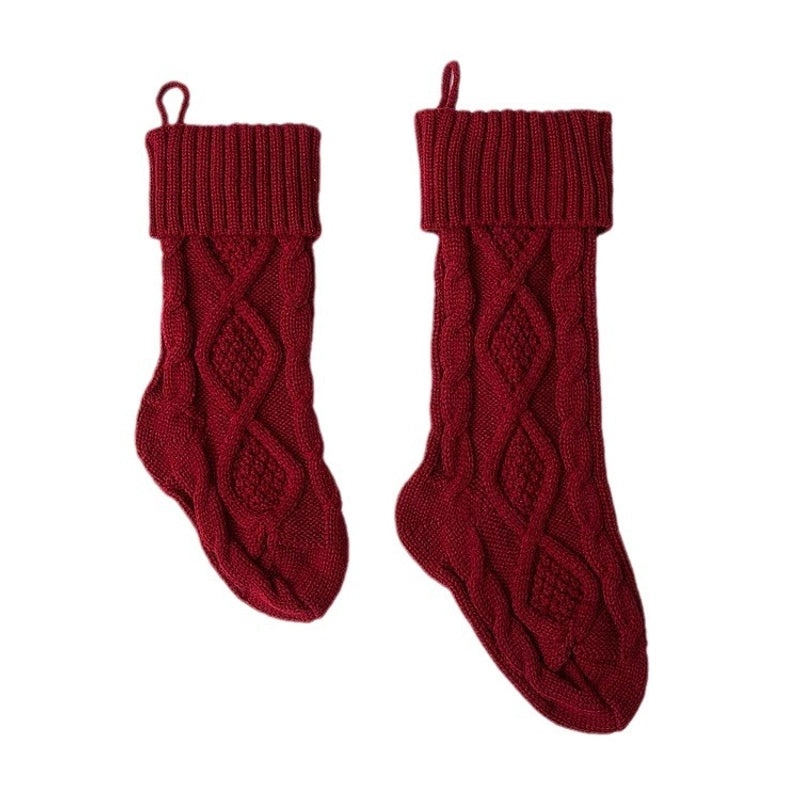 Knitted Wool Christmas Candy Bag Socks Ornaments Rhombus Pattern Holiday Gift Bag | Christmas Decorations