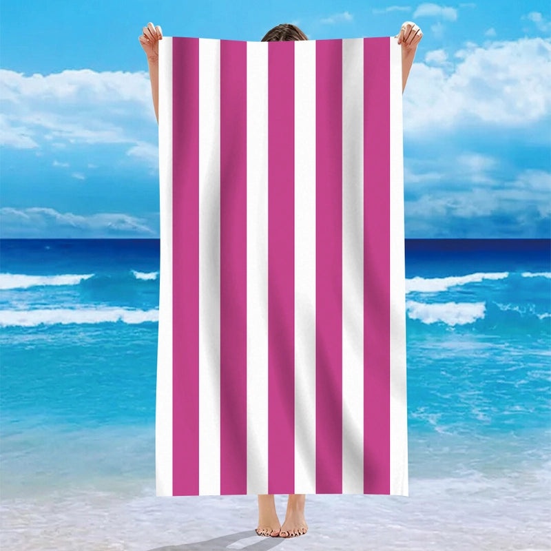 Personalized Single-Sided Velvet Microfiber Beach Towel with Striped Pattern|Beach Towels