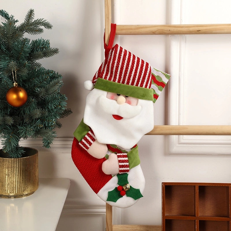 3D Doll Christmas Socks with Tree Bell and Reindeer Pendant | Christmas Home Wall Ornaments | Holiday Decoration Socks|Seasonal Decor