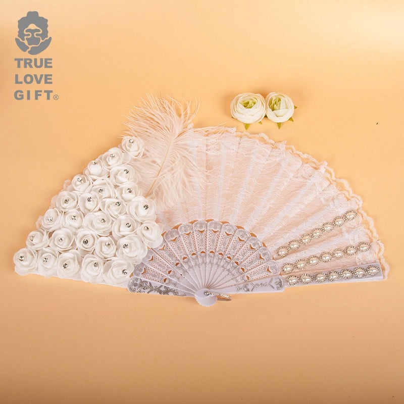 Elegant Lady Minimalist Floral Bamboo Lace Fan Ornaments | Fashion Accessories