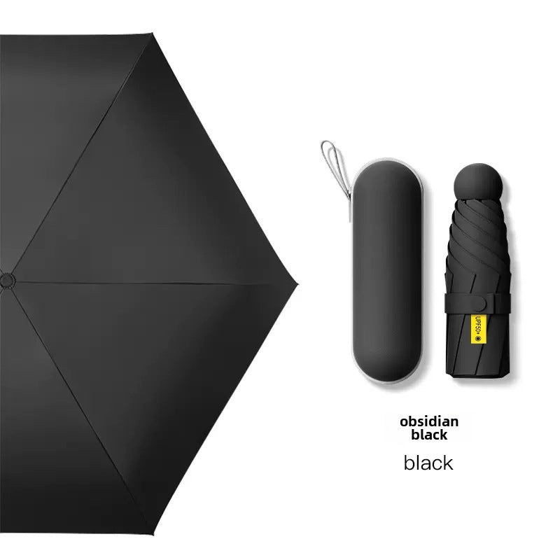 60% Foldable Sun Umbrella Women’s UV Protection Compact Portable Sunscreen Rainproof Dual-Use Mini Card Pocket|Umbrellas & Sun Protection