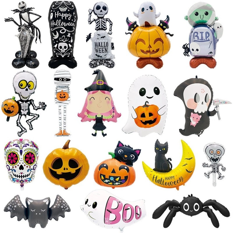 Halloween Ghost Spider Balloon Large Aluminum Foil Skull Man Pumpkin Decor|Halloween Decorations