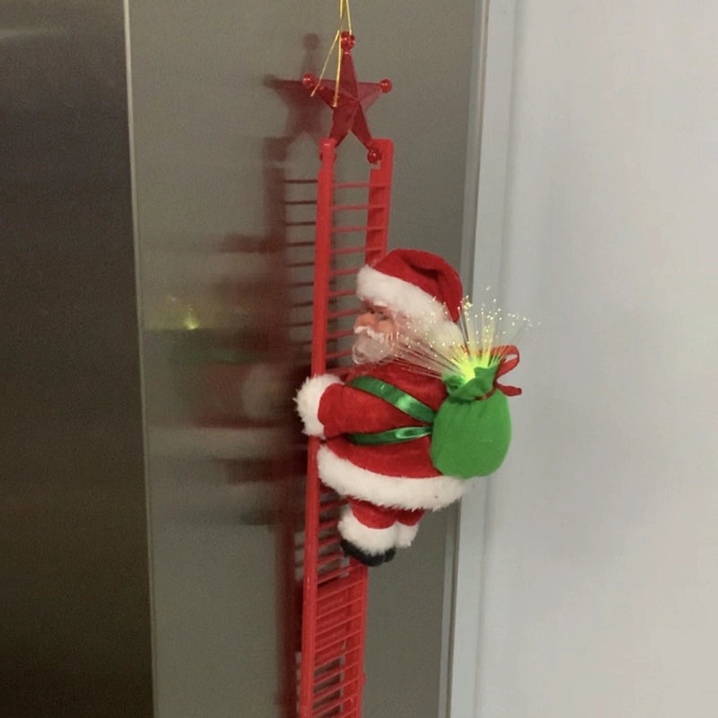 Christmas Fiber Optic Climbing Ladder Red White Double and Single with Santa Deer and Sleigh Decorations|Holiday Decorations