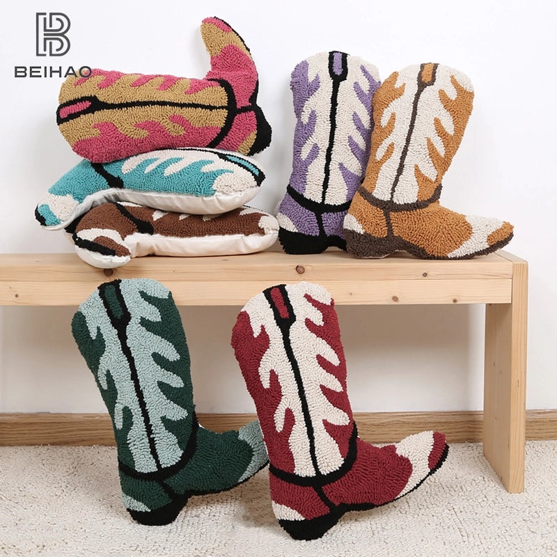 Cowboy Style Boot Decorative Cotton Pillow for Couch and Sofa | Home Decor Pillows