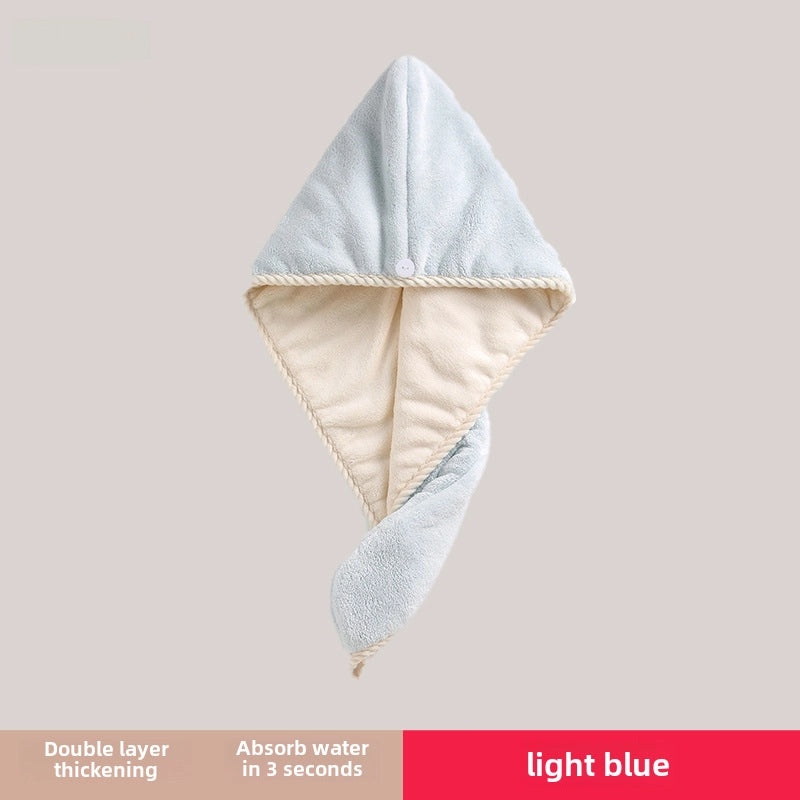 Coral Velvet Bamboo Charcoal Antibacterial Double-layer Hair Drying Towel Cap for Women | Hair Care Accessories