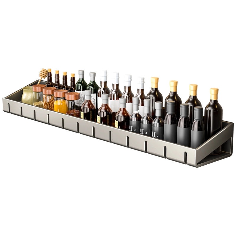 Punch-free Wall-mounted Kitchen Storage Rack Gray Seasoning Holder Space-saving Organizer|Kitchen Storage