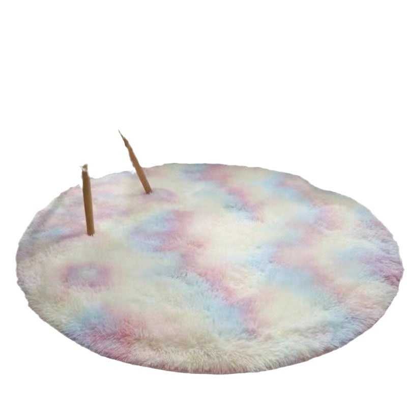 Nordic Style Round Carpet Long Hair Rug for Bedroom Living Room Coffee Table Yoga Fitness Mat with Hanging Basket & Chair Cushion|Home Decor Rugs