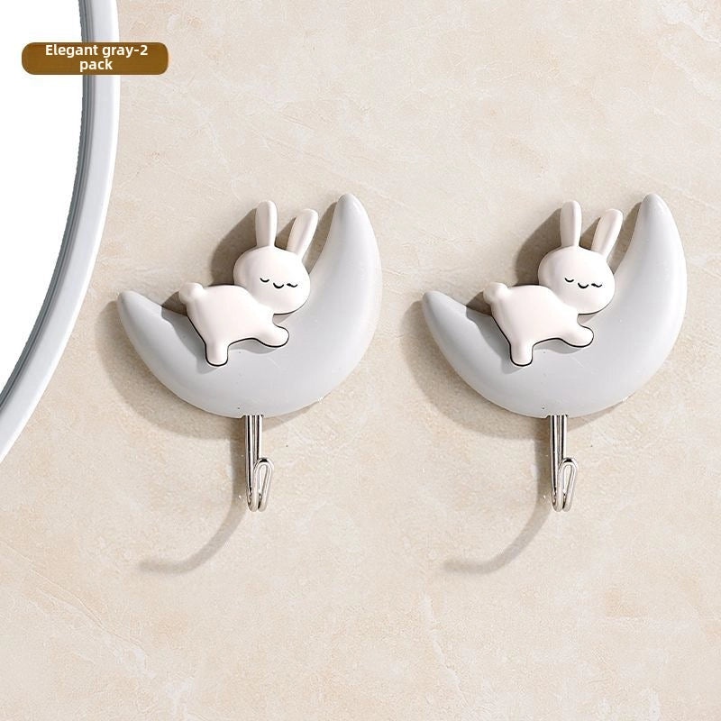 Cute Rabbit Hook Self-adhesive Wall Hanger for Bathroom Dorm Bedroom | Home Organization Accessories