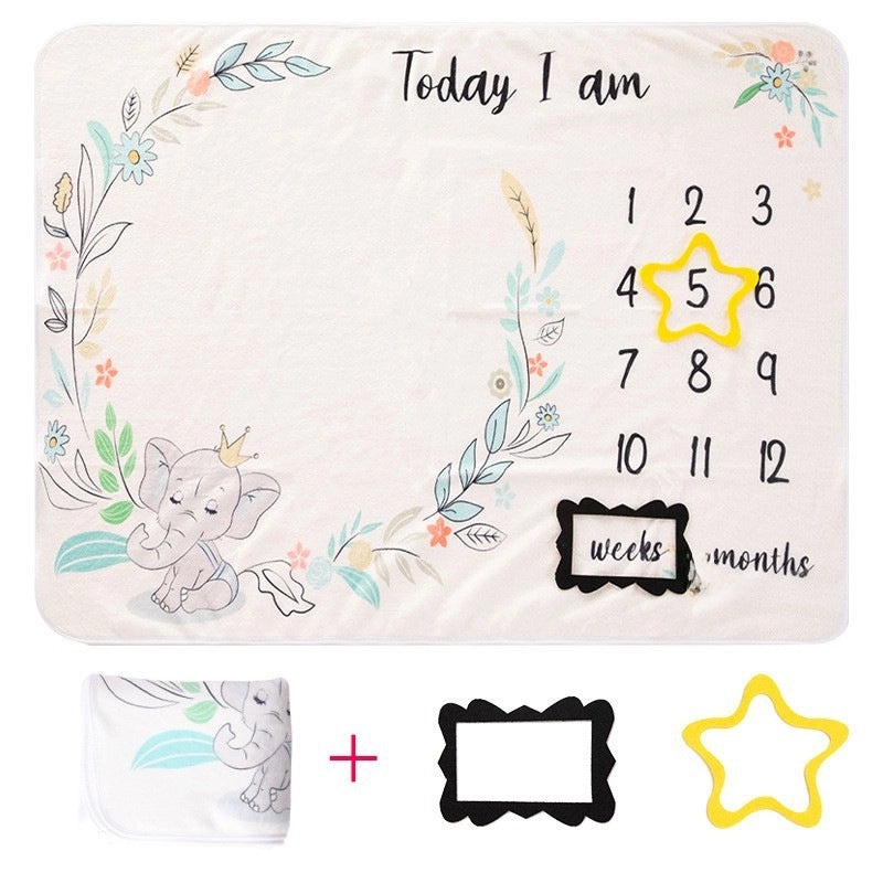 Baby Milestone Growth Double-sided Flannel Blanket for Photos | Baby Photography Props
