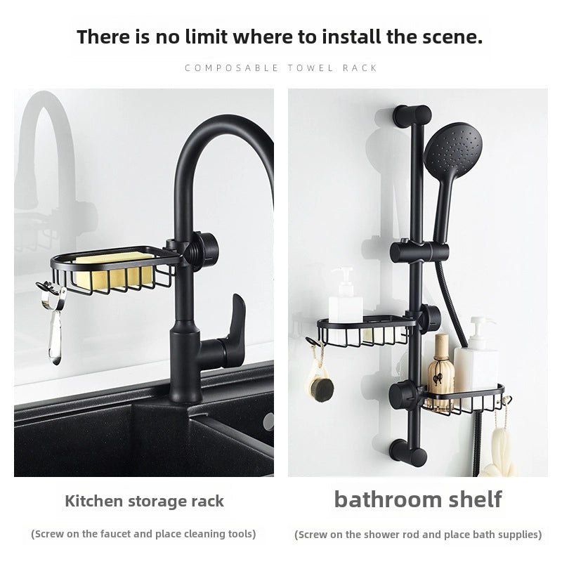 Punch-Free Kitchen Sink Faucet Organizer Rack | Kitchen Storage & Organization