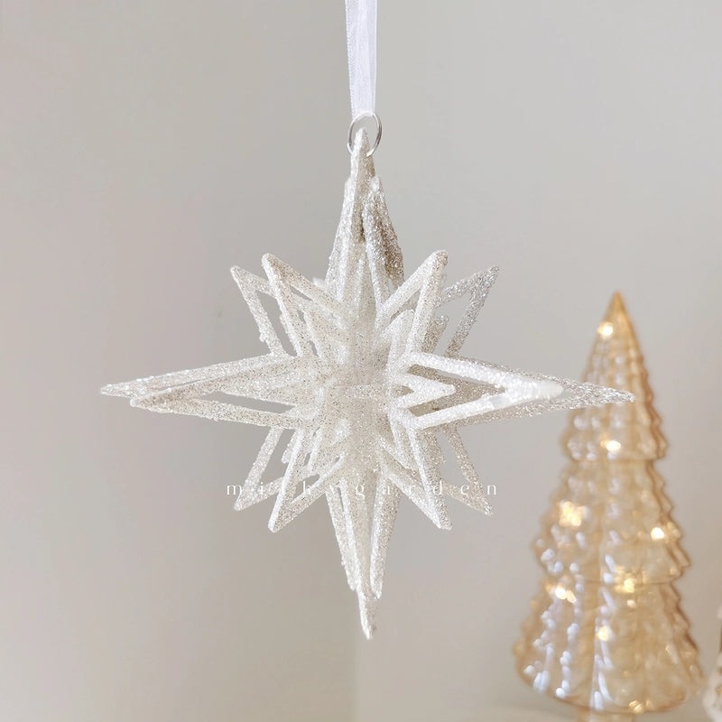Milky Garden Glitter Christmas Tree Pendant Snowflake Star Angel Garland Hanging Ornament|Christmas Decorations