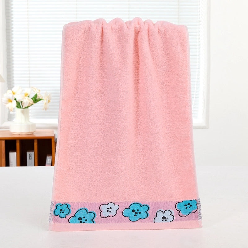 Pure Cotton Thickened Adult Face Towel with Watergrain Texture and Embroidered Logo|Home & Living Towels