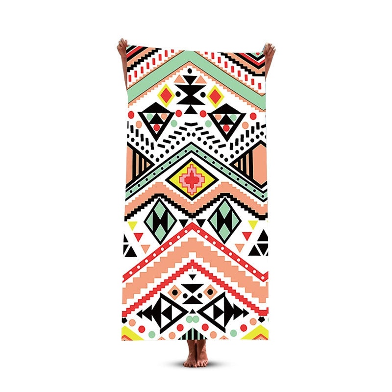 Geometric Pattern Polyester Beach Towel for Casual Vacation Use|Beach Accessories