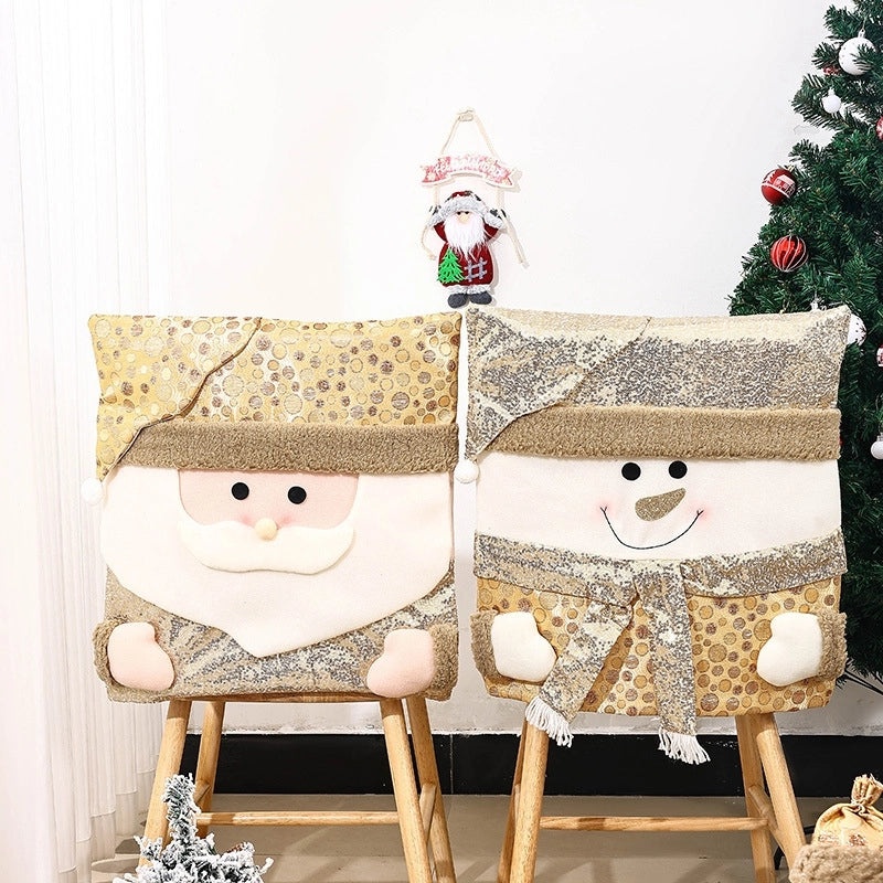 Christmas Santa Claus and Snowman Chair Cover for Home Holiday Decor|Home & Living Accessories