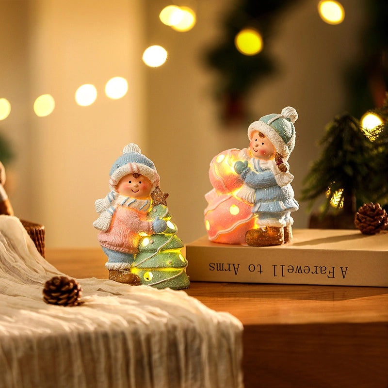 Festive Ceramic Night Lights with Christmas Cartoon Pastoral Color Block Design|Home Decor & Lighting