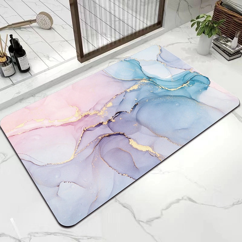Diatom Mud Absorbent Bathroom Floor Mat Marble Design Large Non-Slip Door Mat | Home & Bath Accessories