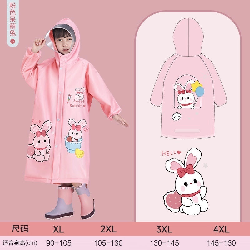 Kids Waterproof Raincoat Poncho with Schoolbag Cover for Kindergarten and School | Kids Rainwear