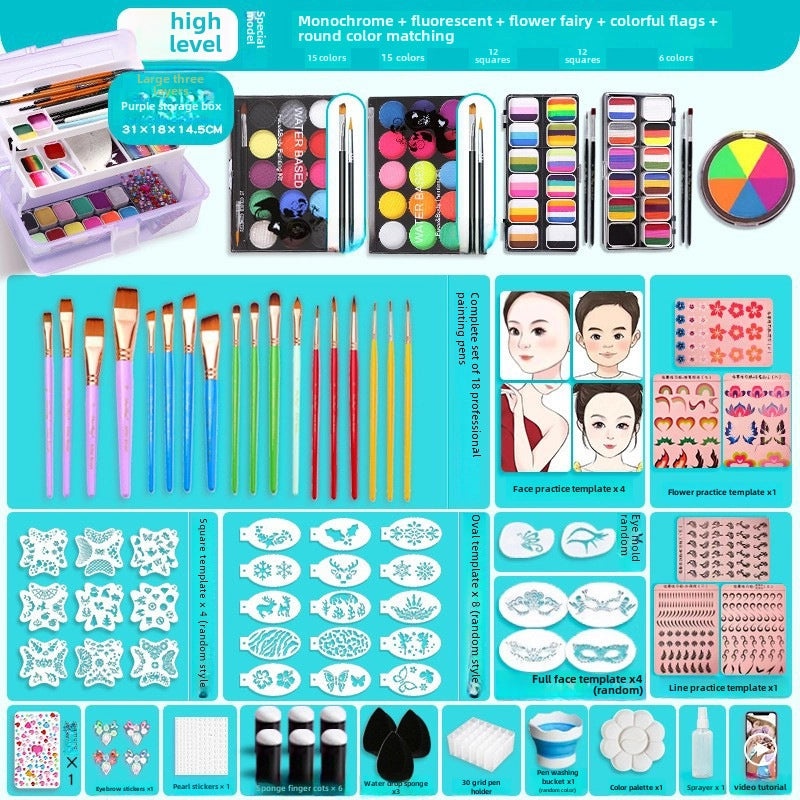 12-Color Face Paint Set for Kids Water-Soluble Safe Halloween Body Makeup|Children's Face Paint & Body Art