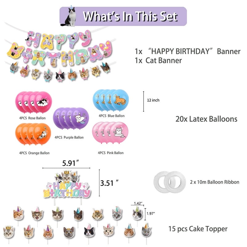 Cute Cat Holiday Party Emulsion Balloons | Party Supplies