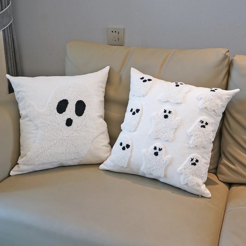 Velvet Halloween Ghost Embroidered Pillow Cover for Sofa Home Holiday Decoration | Home Decor Cushions