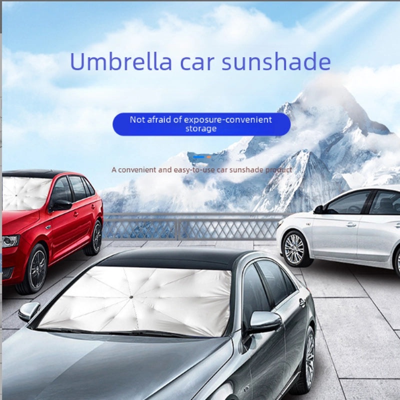 Car Sunshade Inner Umbrella Titanium Silver Telescopic Heat Insulation Windshield Cover|Car Accessories
