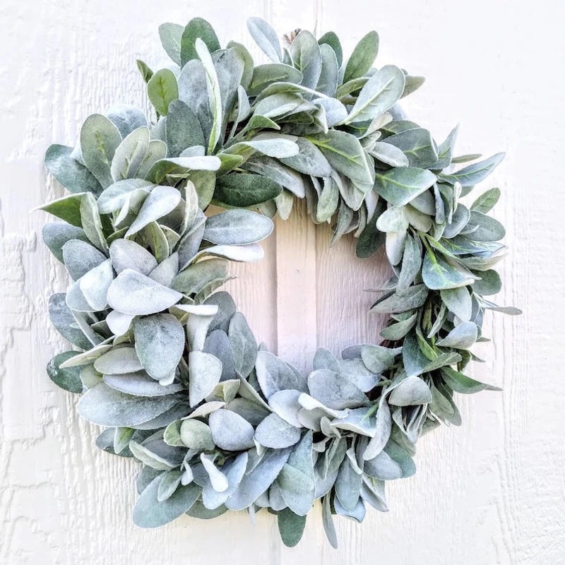 Farmhouse Bunny Lamb Ear Wreath for Front Door Green Mother's Day Decor | Home Decor Wreaths