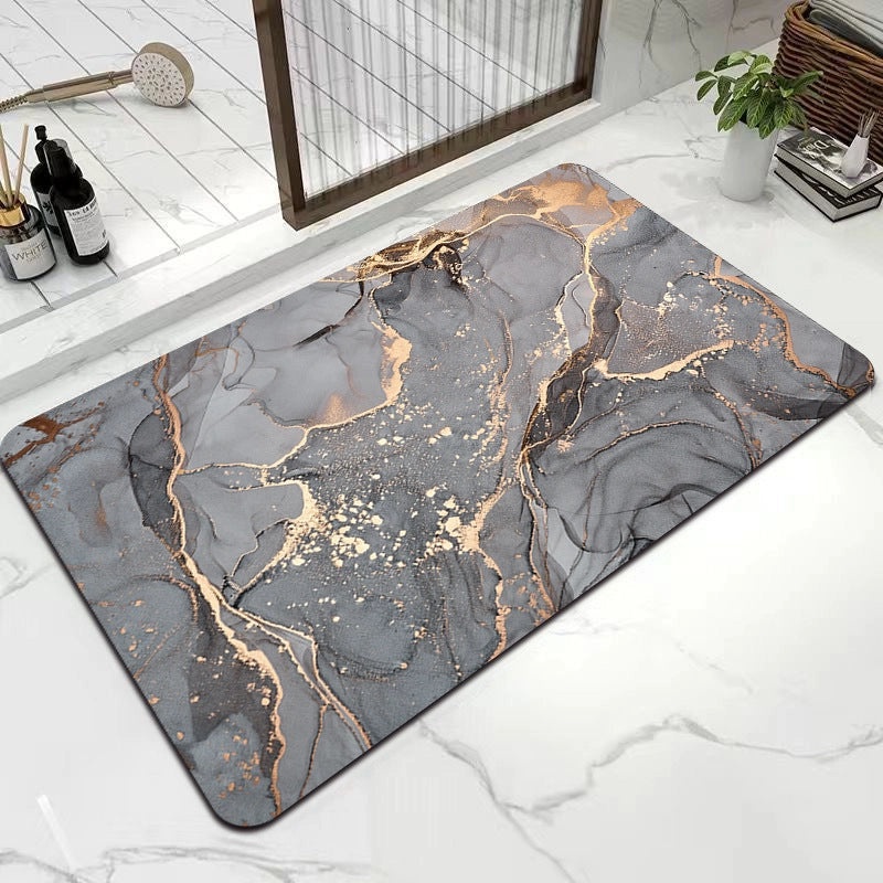 Diatom Mud Absorbent Bathroom Floor Mat Marble Design Large Non-Slip Door Mat | Home & Bath Accessories