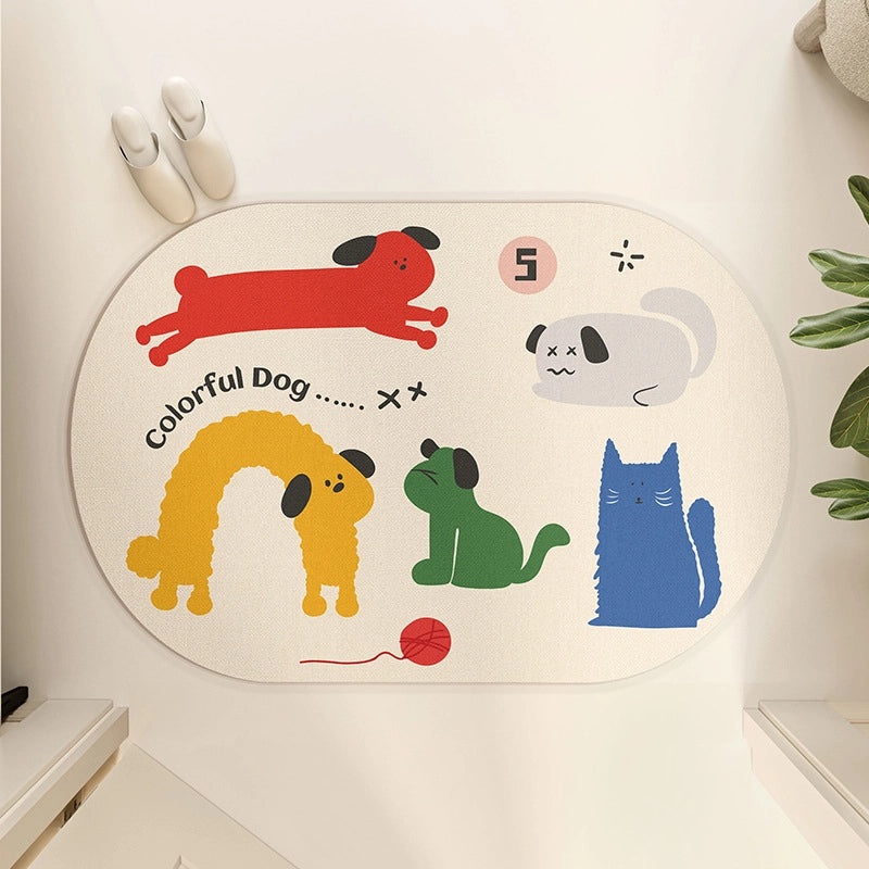 Cartoon Puppy Diatom Mud Absorbent Non-slip Quick-dry Bathroom Floor Mat|Home & Living Bathroom Accessories