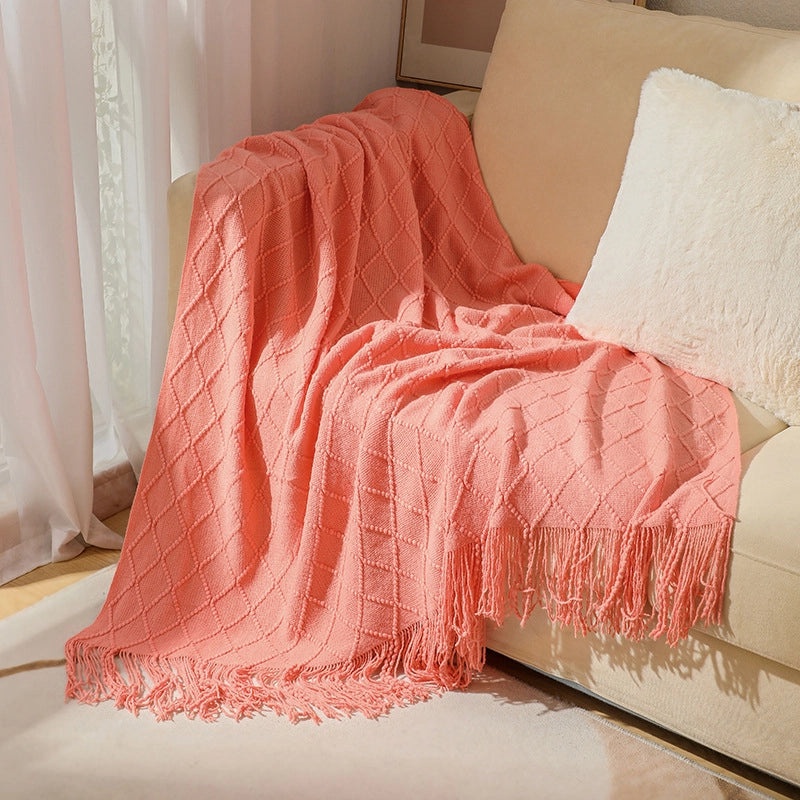 Cozy Solid Color Acrylic Fiber Blanket for Home | Bedding & Blankets