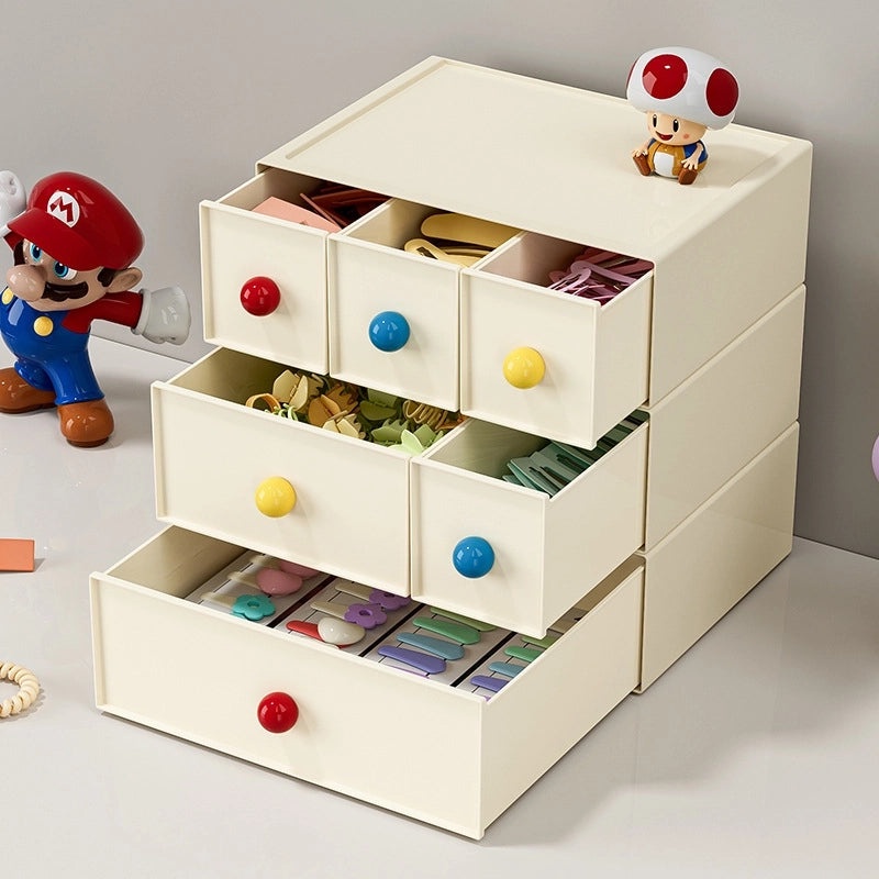 Dopamine Desk Organizer with Drawers Rubber Band Hairpin Jewelry Storage Box for Student Stationery | Desk Organizers