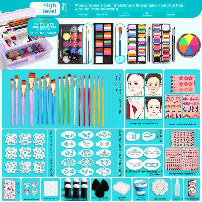 12-Color Face Paint Set for Kids Water-Soluble Safe Halloween Body Makeup|Children's Face Paint & Body Art