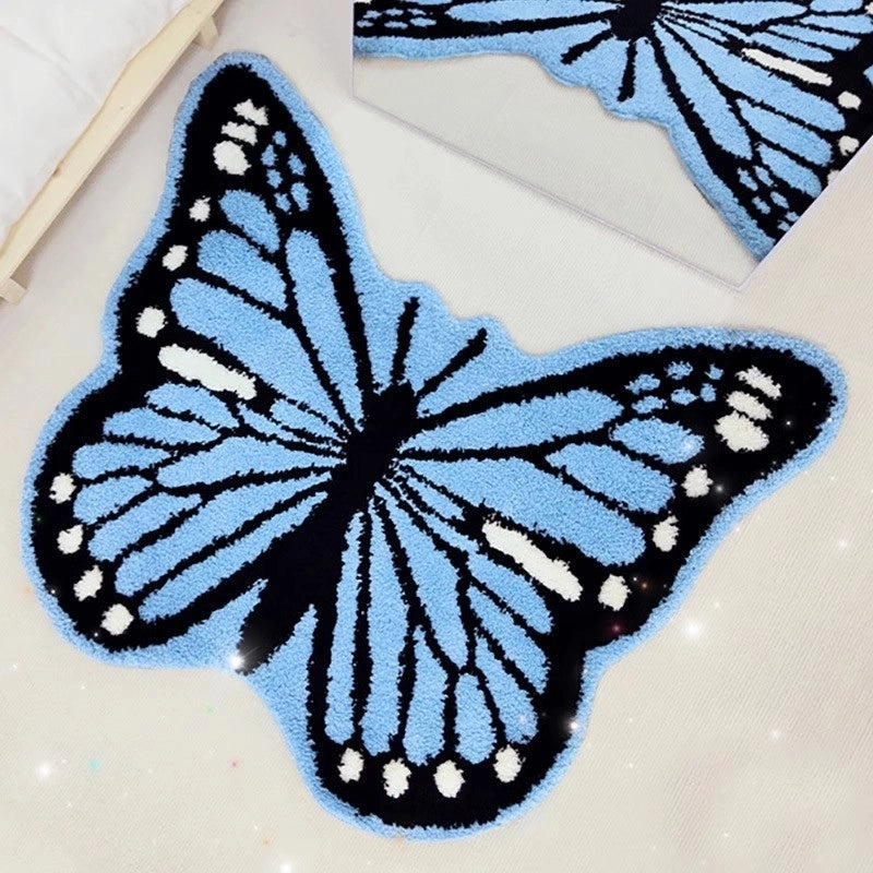 Butterfly Pattern Flocking Carpet for Casual Vacation Home Decor | Home Decor & Artificial Decorations
