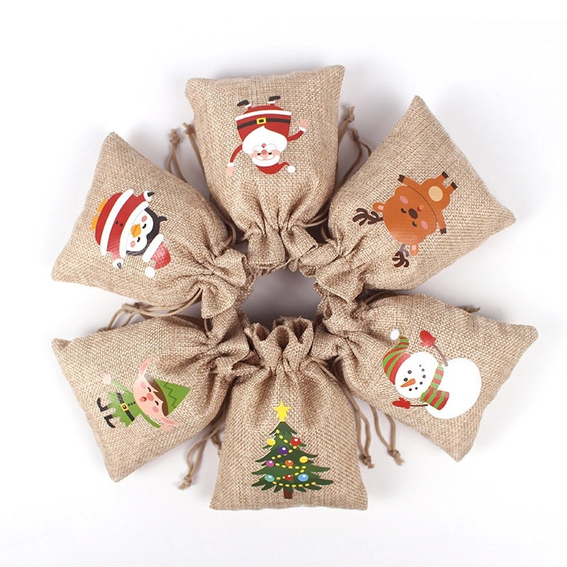 Amazon Cotton Linen Christmas Gift Bags 24 Sets 10x14 Holiday Decor Pouches|Holiday Decorations