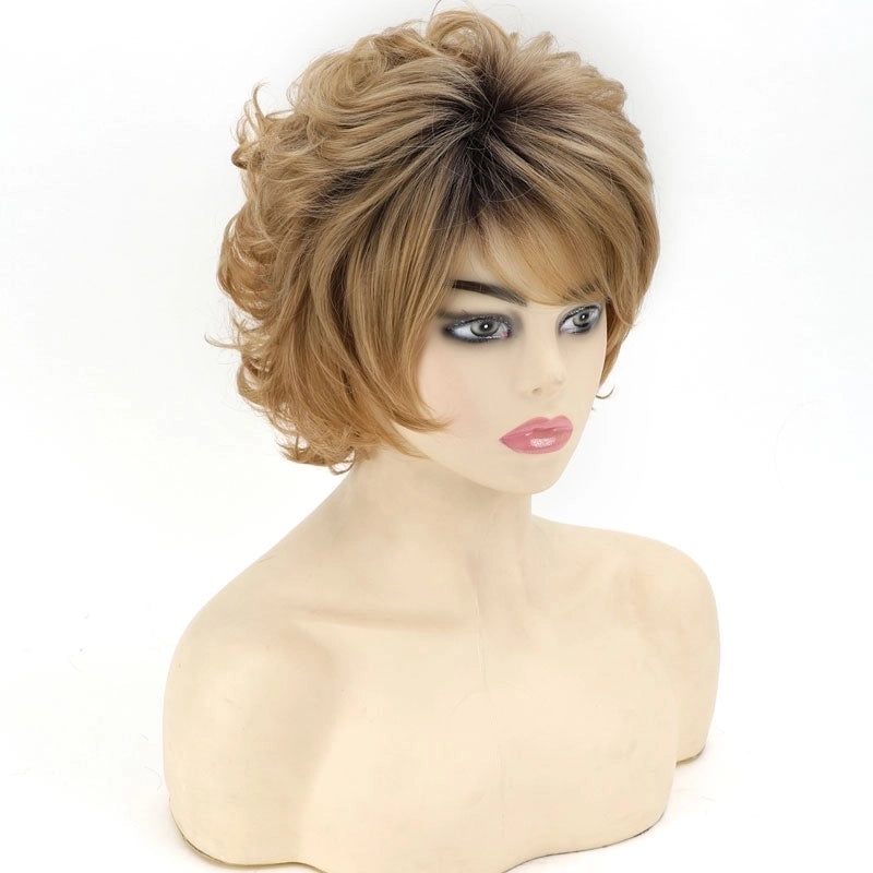 Light Brown Short Curly High Heat Resistant Silk Wig for Fashion Party|Wigs & Hair Extensions