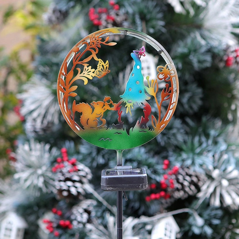 Solar Cat and Butterfly Iron Art Solar Lawn Lamp|Outdoor Garden Lighting