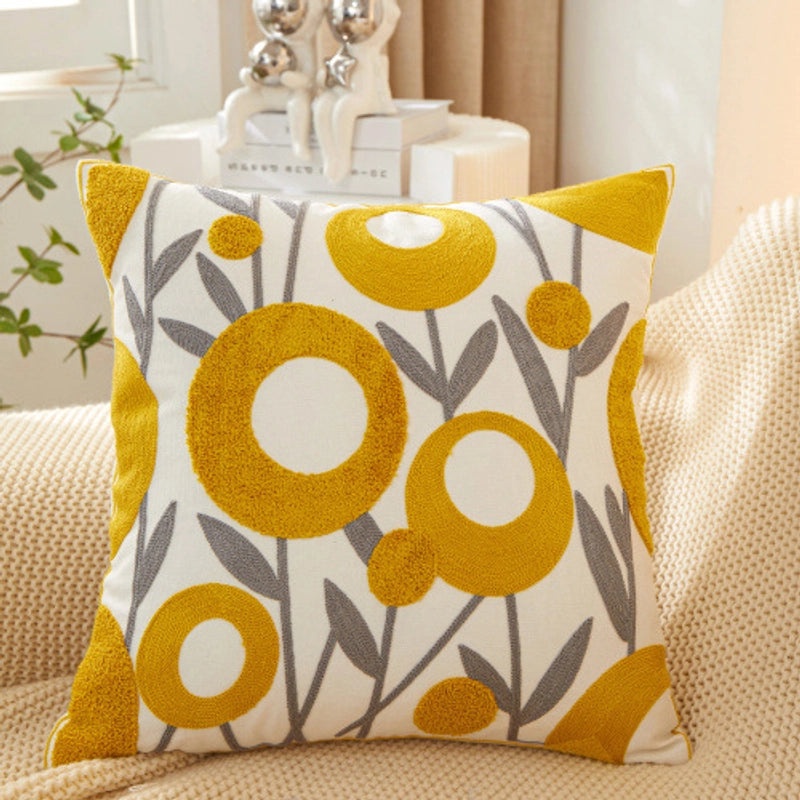 Minimalist Geometric Leaf Floral Cotton Throw Pillow | Home Decor Pillows