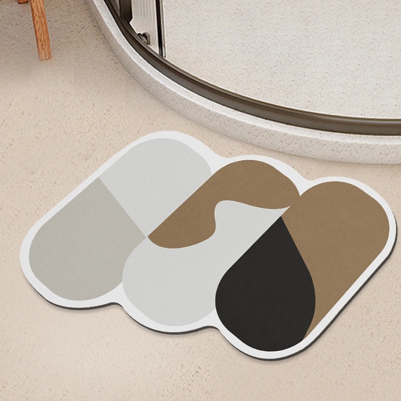 Geometric Diatom Mud Absorbent Bath Mat Non-Slip Soft Bathroom Rug|Bath Accessories
