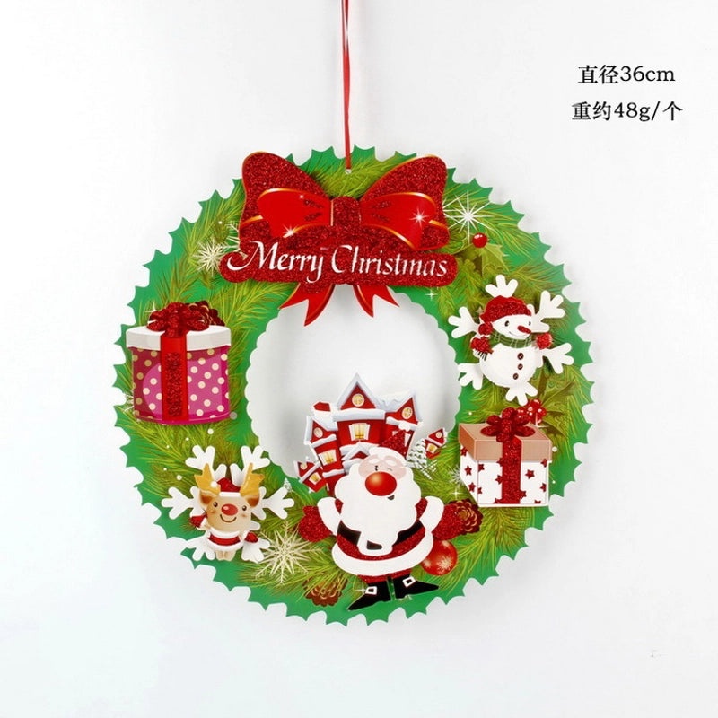 Christmas Scene Dress-up Pendant Paper Wreath Hanging Home Decoration | Christmas Ornaments