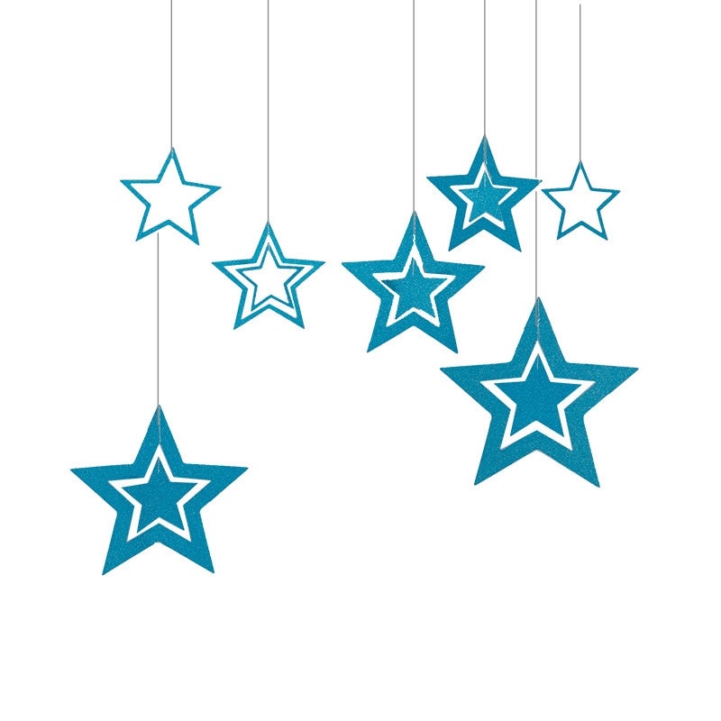 Hollow Star Pendant Set 7pcs Christmas Ornaments New Year Wedding Five-pointed Star Hanging Decorations|Home Decor & Party Supplies