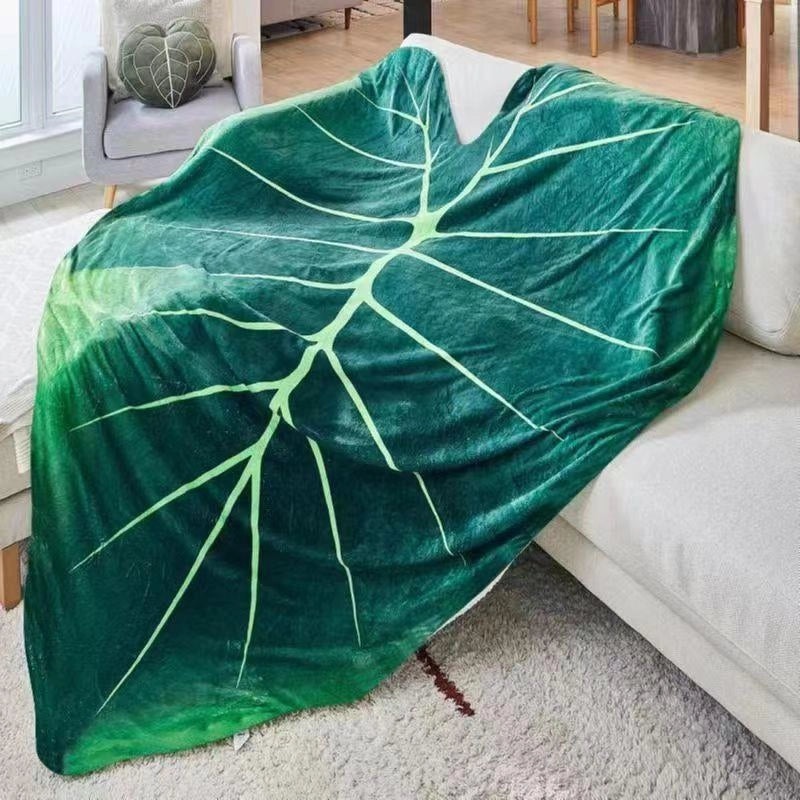 Elegant Leaf Pattern Polyester Throw Blanket for Couch and Sofa Decor | Home Decor & Living