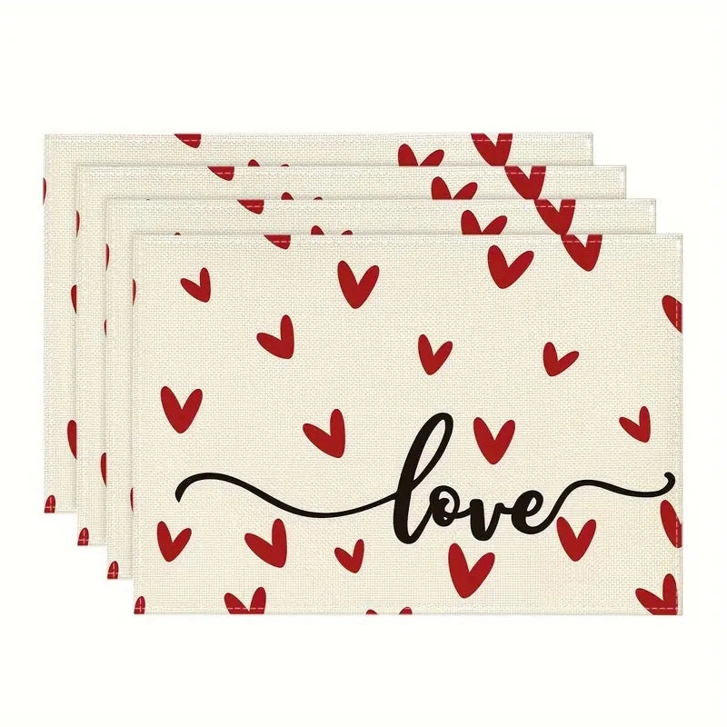 Romantic Heart-Shaped Rose Linen Cotton Blend Pillow Cover|Home Decor Accessories