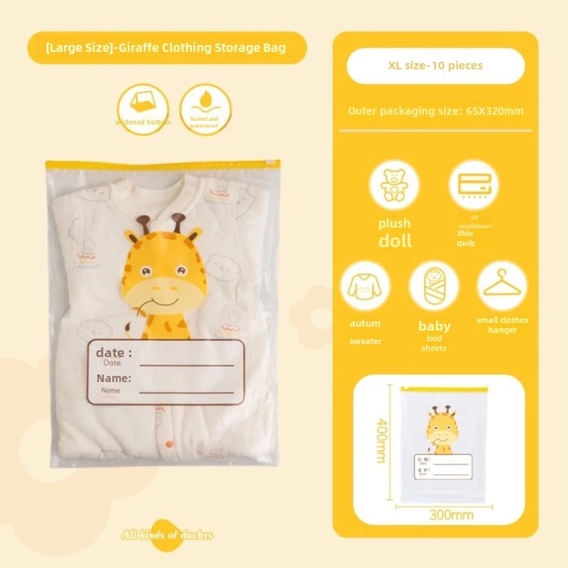 Cartoon Transparent Zipper Storage Bag for Kids Kindergarten Clothes | Kids Storage Bags