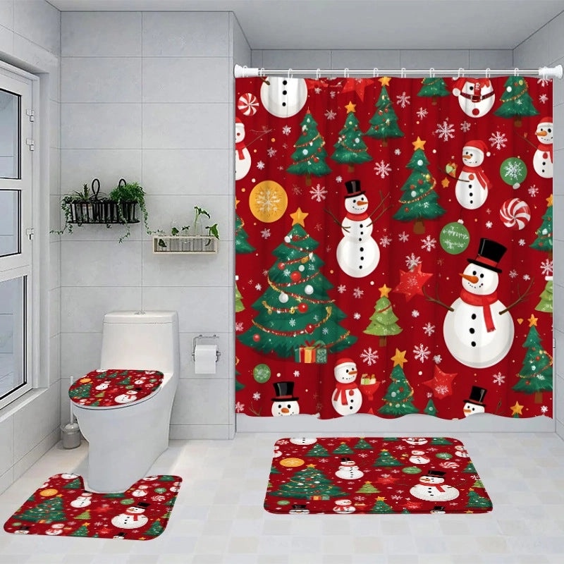 Modern Christmas Letter Snowman Shower Curtain Window Decoration|Home Decor