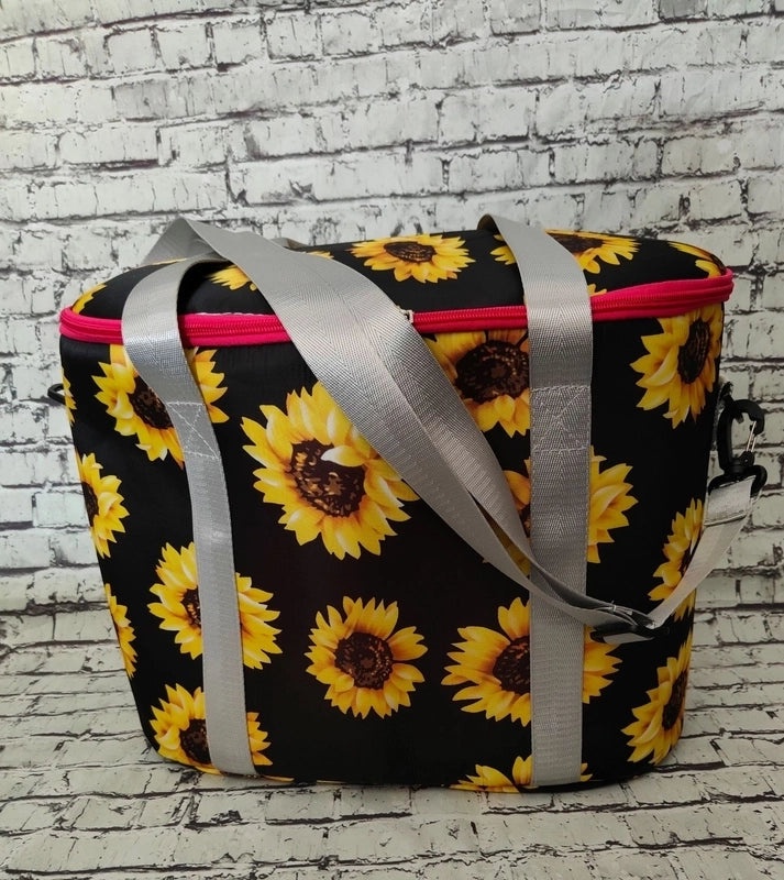 Stylish Rabbit Floral Leopard Print Canvas Picnic Tote with Aluminum Foil Lining|Outdoor & Picnic Bags