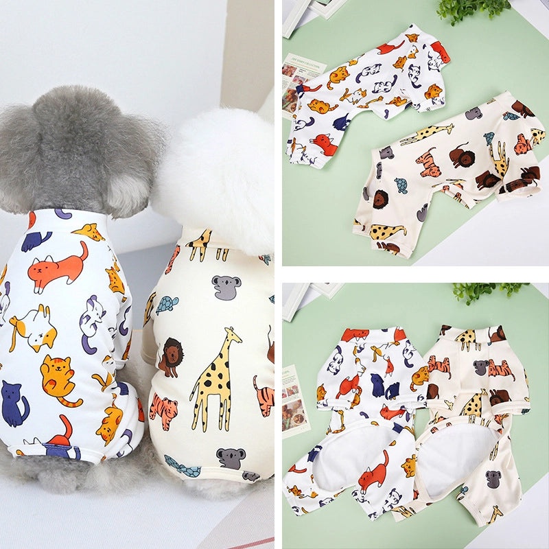 Spring Summer Pet Apparel Cute Printed Tiger Four-Legged Dog Cat Home Clothes Small Medium Puppy Wear|宠物服装