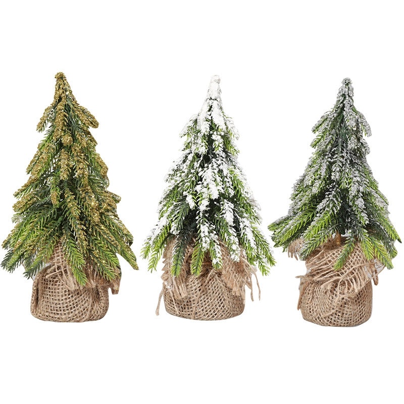 Mini Flocked Christmas Tree Desktop Decor Small Holiday Scene Prop|Home Decor & Seasonal Decorations