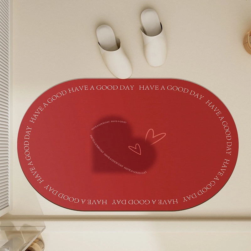 Elegant Heart-Shaped Solid Color Faux Leather Bath Floor Mat|Home Decor Bath Accessories